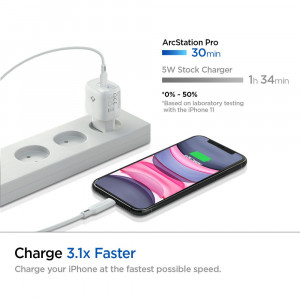 Incarcator Priza Type-C PD 20W, 3A - Spigen Power Arc (PE2009EU) - White - Img 2
