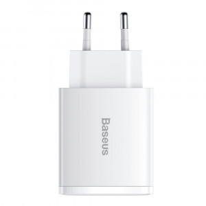 Incarcator Priza USB-C PD30W, 2xUSB-A QC3A - Baseus Compact (CCXJ-E02) - White - Img 2