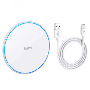 Incarcator Wireless Fast Charging 15W - Hoco Pro Easy (CW6) - White - Img 2