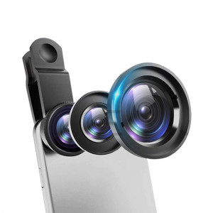 Lentile pentru telefon (set 3) - Techsuit Macro, Wide Angle, Fish Eye (W33) - Black - Img 1