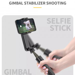 Selfie Stick Gimbal Stabil Bluetooth, 72cm - Techsuit Tripod Mount (L09) - Black - Img 4