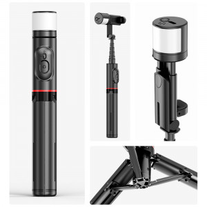 Selfie Stick Stabil Wireless, 77cm - Techsuit LED Tripod (Q12S) - Black - Img 2