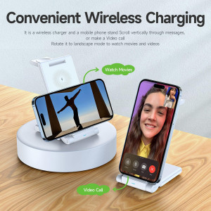 Statie Incarcare 15W pentu Telefon, Casti, Apple Watch - Duzzona (W10-A) - White - Img 4