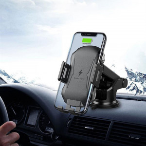 Suport Auto Universal cu Incarcare wireless 10W - Techsuit Premium (CAPD032) - Black - Img 2