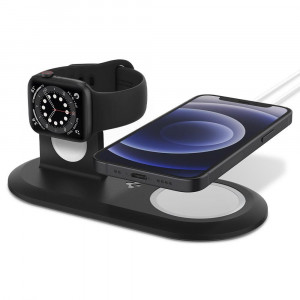 Suport pentru Incarcator MagSafe, Apple Watch - Spigen MagFit Duo - Black - Img 1