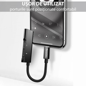 Adaptor Audio DAC Lightning la 2x Lightning, Jack - Yesido (YAU-13) - Black - Img 3