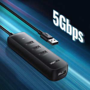 Adaptor Hub USB 3.0 la 3x USB-A, Type-C 5Gbps - Ugreen (80657) - Black - Img 3
