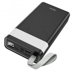 Baterie Externa 30000mAh, 2xUSB, Micro-USB, Type-C, Lightning - Hoco Powerful (J73) - Black - Img 2
