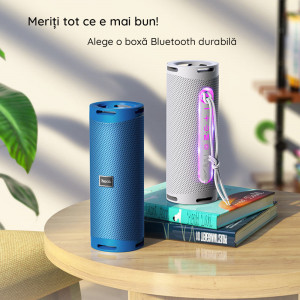 Boxa Portabila Bluetooth 5.1, 2x5W - Hoco Dazzling pulse (HC9) - Grey - Img 4