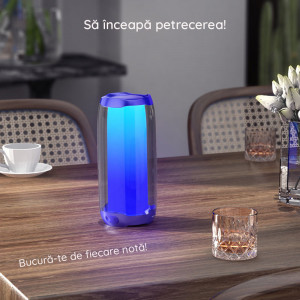 Boxa Portabila LED, Bluetooth 5.0, 10W - Hoco Pulsating (HC8) - White - Img 4