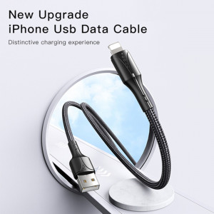 Cablu de Date Lightning 2.4A, 480Mbps, 1.2m - Yesido (CA97) - Black - Img 2