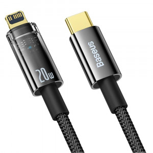 Cablu de Date Type-C la Lightning, 20W, 1m - Baseus Explorer Auto Power-Off (CATS000001) - Black - Img 2