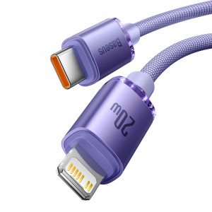 Cablu de Date Type-C la Lightning 20W, 2m - Baseus Crystal Shine (CAJY000305) - Purple - Img 4