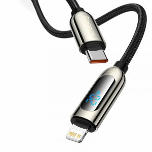 Cablu de Date Type-C la Lightning 20W, 2m - Baseus Display (CATLSK-A01) - Black - Img 2