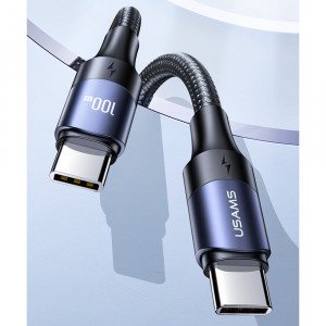 Cablu de Date Type-C la Type-C 100W, PD, Fast Charge, 1.2m - USAMS U71 (US-SJ524) - Black - Img 3