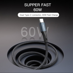 Cablu de Date Type-C la Type-C, 3A, 60W, 480Mbps, 1.2m - Yesido (CA96) - Black - Img 4