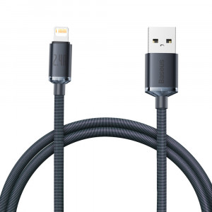 Cablu de Date USB la Lightning 2.4A, 1.2m - Baseus Crystal Shine (CAJY000001) - Black - Img 1