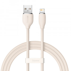 Cablu de Date USB la Lightning 2.4A, 1.2m - Baseus Jelly Liquid Silica Gel - Pink - Img 1
