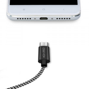 Cablu de Date USB la Micro-USB 2.1A, 3m - Dux Ducis K-ONE - White Black - Img 3