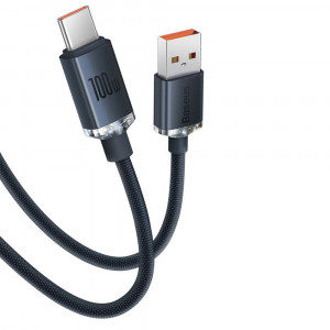 Cablu de Date USB la Type-C 100W, 2m - Baseus Crystal Shine (CAJY000501) - Black - Img 2