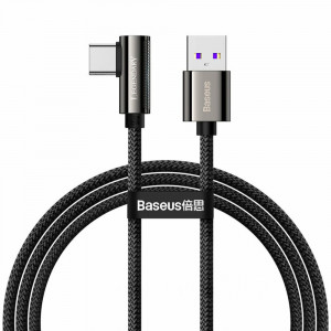 Cablu de Date USB la Type-C 90° Angle, Fast Charging, 66W, 1m - Baseus - Legend Series Elbow (CATCS-B01) - Black - Img 1