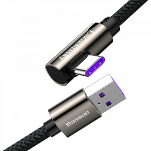 Cablu de Date USB la Type-C 90° Angle, Fast Charging, 66W, 1m - Baseus - Legend Series Elbow (CATCS-B01) - Black - Img 2
