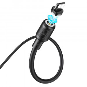 Cablu de Incarcare Magnetic USB-A la Micro-USB 12W, 2.4A, 1m - Hoco Sereno (X52) - Black - Img 2