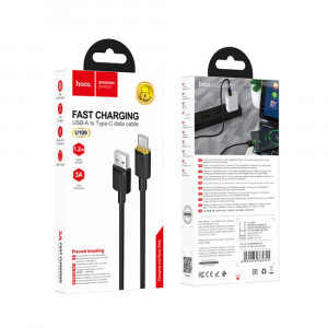 Cablu de Incarcare USB-A la Type-C PD 15W, 3A, 1.2m - Hoco (U109) - Black - Img 4