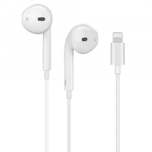Casti Audio Stereo Lightning cu Microfon, 1.2m - Hoco Original Series (L7 Plus) - White - Img 1