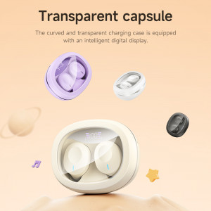 Casti Bluetooth TWS cu Carcasa Transparenta si Display Digital - Hoco (EQ3) - White - Img 4