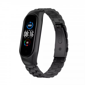 Curea pentru Xiaomi Mi Band 5 / 5 NFC / 6 / 6 NFC / Amazfit Band 5 - Techsuit Watchband (W021) - Black - Img 1
