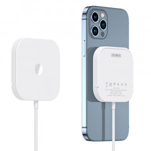 Duzzona - Wireless Charger 3in1 (W7) - for Android and Apple Devices, with Desk Stand, 15W - White - Img 1