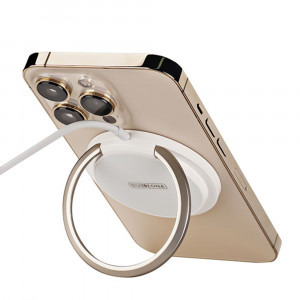 Duzzona - Wireless Charger (W1) - with Magnetic Attach on iPhone and Desk Stand, 15W - White - Img 4
