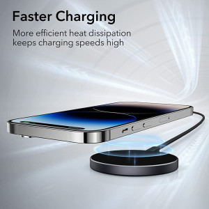 ESR - Mini Wireless Charger HaloLock - Strong Magnetic Lock, Reinforced Braided Nylon Cable - Black - Img 3