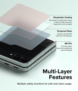Folie telefon Samsung Galaxy Z Flip5 (set 2) - Ringke Cover Display Tempered Glass - Clear - Img 4