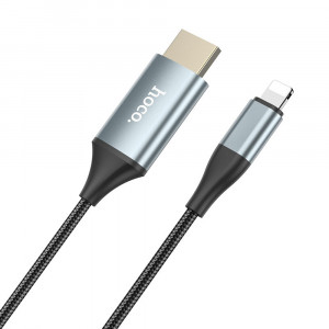 Hoco - Video Cable Adapter (UA15) - Lightning to HDMI, for iOS8.0+, 3.3V, 500mA, 1080p HD, 2m - Metal Gray - Img 4