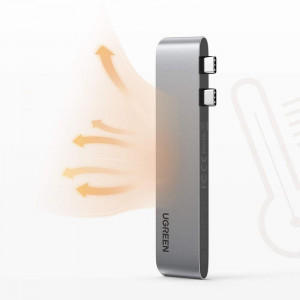 Hub 3xUSB, 3xUSB-C, HDMI, PD100W - Ugreen (60559) - Gray - Img 4
