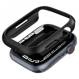 Husa pentru Apple Watch 7 / 8 (45mm) - Spigen Thin Fit - Black - Img 3