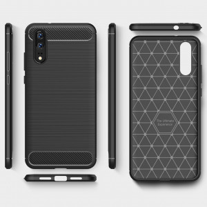 Husa telefon Huawei P20 - Techsuit Carbon Silicone - Black - Img 4