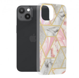 Husa telefon iPhone 14 - Techsuit Marble Series - Pink Hex - Img 1