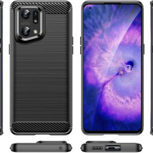 Husa telefon Oppo Find X5 Pro - Techsuit Carbon Silicone - Black - Img 2