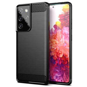 Husa telefon Samsung Galaxy S21 Ultra 5G - Techsuit Carbon Silicone - Black - Img 1