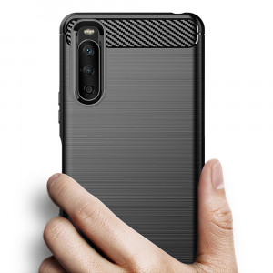 Husa telefon Sony Xperia 10 III - Techsuit Carbon Silicone - Black - Img 2