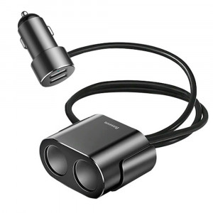 Incarcator Auto 2x USB 3.1A, 17W cu 2x Bricheta 80W - Baseus (CRDYQ-01) - Black - Img 1