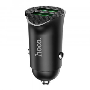 Incarcator Auto 2x USB QC3.0, 18W - Hoco (Z39 Farsighted) - Black - Img 1