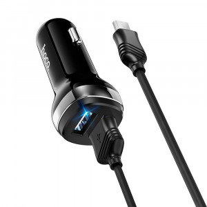 Incarcator Auto 2xUSB, 12W, 2.4A + Cablu Micro-USB 1m - Hoco (Z40 Superior) - Black - Img 3