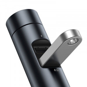 Incarcator Auto cu Modulator FM, 2xUSB 3.1A - Baseus Energy Column (CCNLZ-0G) - Dark Gray - Img 3