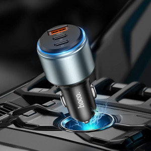Incarcator Auto USB, 2x Type-C, Fast Charging, 95W - Hoco Galloper (NZ9) - Black - Img 4