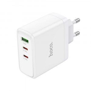 Incarcator pentru Priza GaN, Fast Charging, USB, 2x Type-C, 65W - Hoco Glory (N30) - White - Img 3