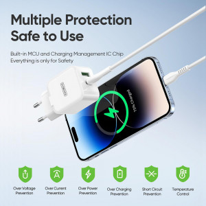 Incarcator pentru Priza USB, Type-C 30W - Duzzona (T7) - White - Img 3